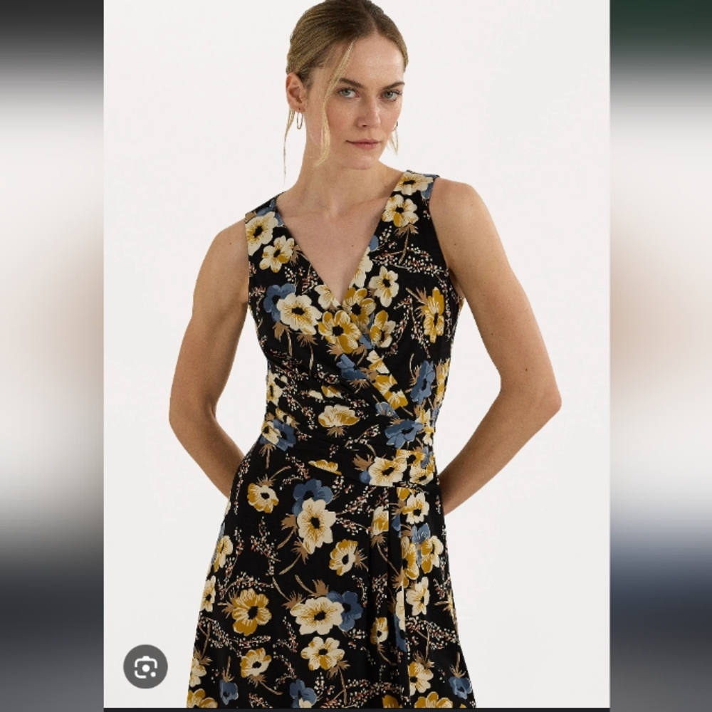 Lauren Ralph Lauren Navy Floral Maxi Dress.New Condition.Pit To Pit 18" - Picture 3 of 6